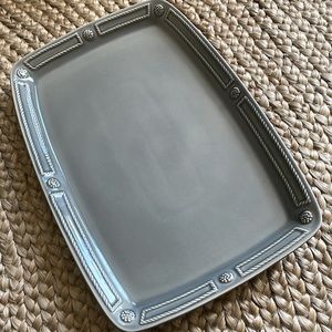 NIB Juliska made in Portugal 100% ceramic French panel stone grey platter